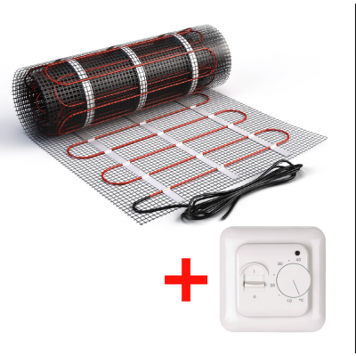 Теплый пол нагревательный мат (2,5 кв.м.) + механический терморегулятор